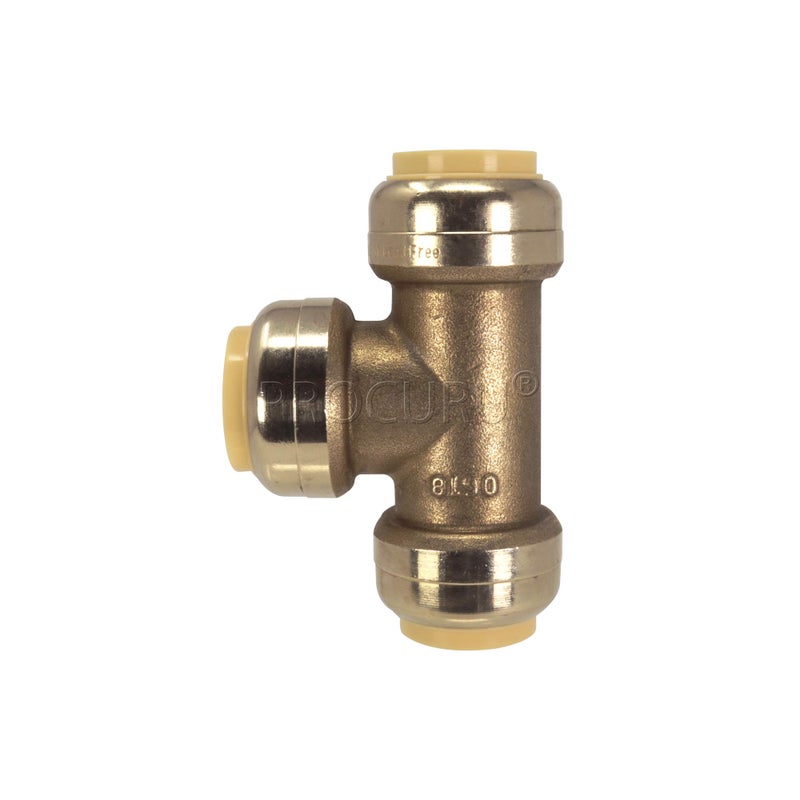PROCURU [10-Pack] PROCURU 1/2-Inch PushFit Tee, Push-to-Connect Brass Plumbing Fitting for Copper, PEX, CPVC, PE-RT Pipe (8X7012-10P) - Image 4